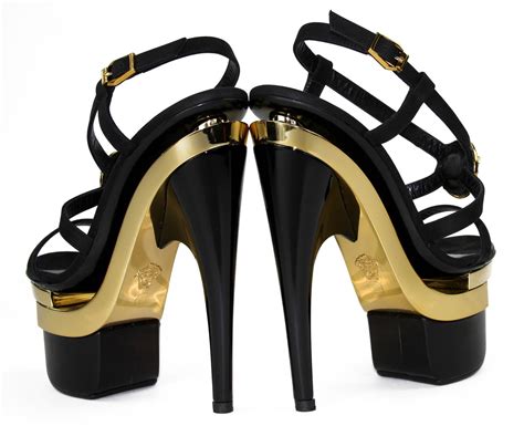 black and gold versace sandals|versace heels black and gold.